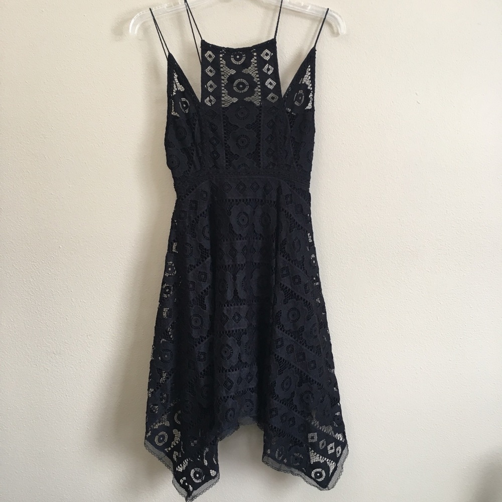 Free People Just Like Honey Black Lace Dress 0